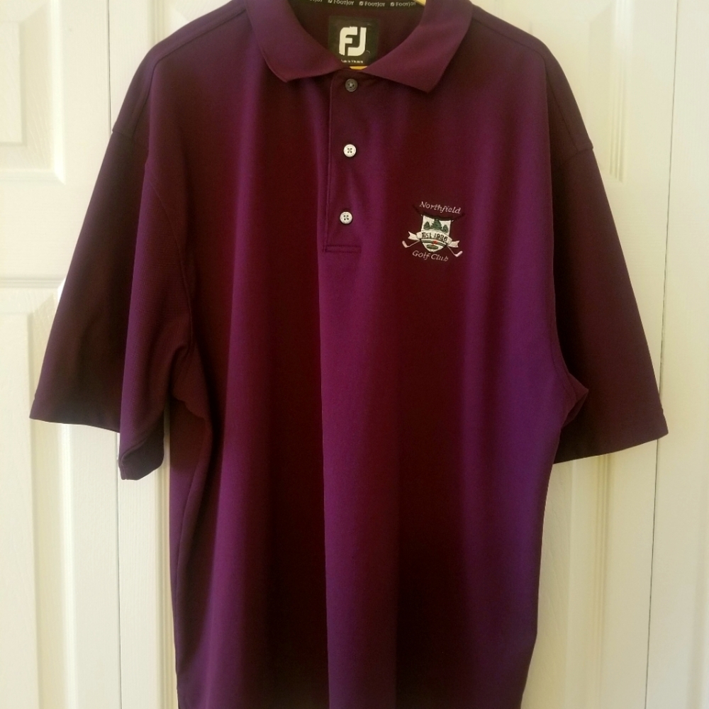 FootJoy Short Sleeve Polo Shirt Golf Burgandy Northfield Golf Club Size 2XL